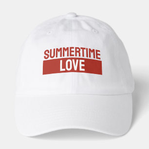 Summertime Love Minimalist Modern Plain Red White Hat