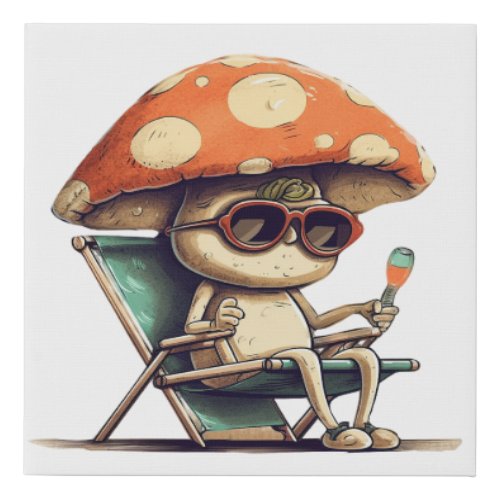Summertime Mushroom Faux Canvas Print