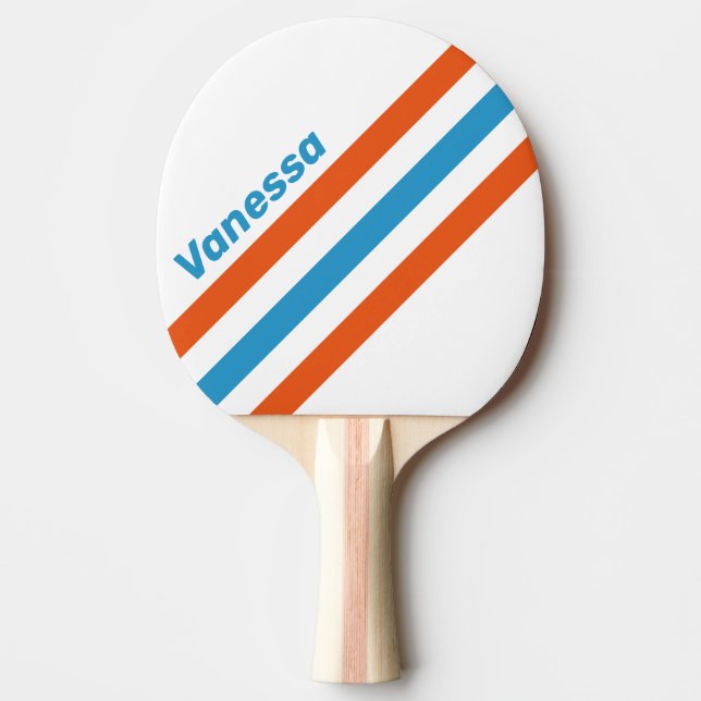 Summertime Nostalgic Angled Striping with Name Ping Pong Paddle (Front)