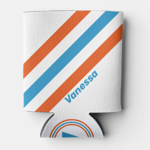 Summertime Nostalgic Stripes with Name Can Cooler