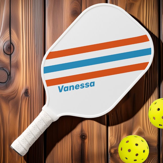 Summertime Nostalgic Stripes with Name Pickleball Paddle (Creator Uploaded)