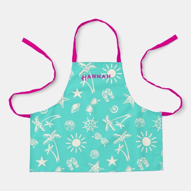 Summertime Pattern Personalized Kids Apron (Front)