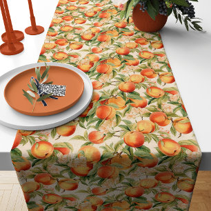 Summertime Peaches, Watercolor Peach themed Medium Table Runner