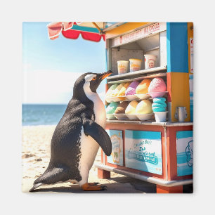 Summertime Penguin At Ice Cream Stand Magnet