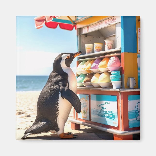 Summertime Penguin At Ice Cream Stand Magnet (Front)