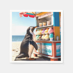 Summertime Penguin At Ice Cream Stand Napkins