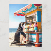 Summertime Penguin At Ice Cream Stand
