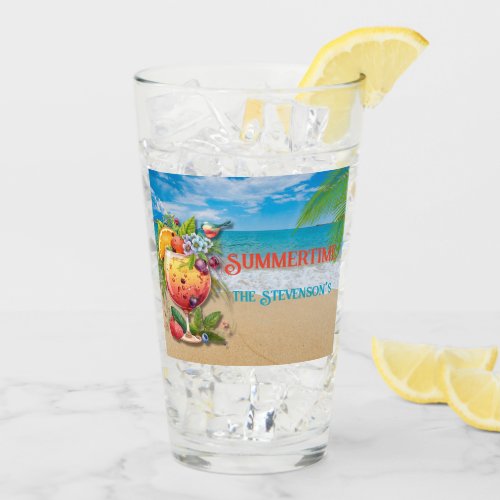 Summertime Personalized Beach Ocean Glass