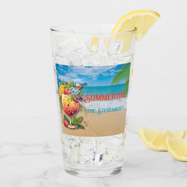 Summertime Personalized Beach Ocean Glass (Back Ice)