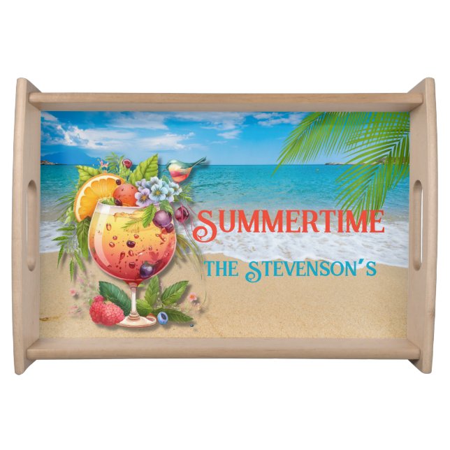 Summertime Personalized Beach  Serving Tray (Front)