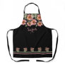 Summertime Personalized Name Black Floral Apron