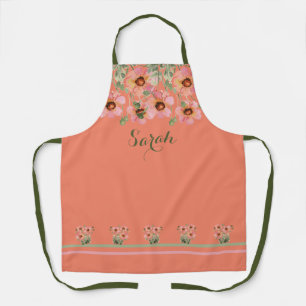 Summertime Personalized Name Orange Floral Apron