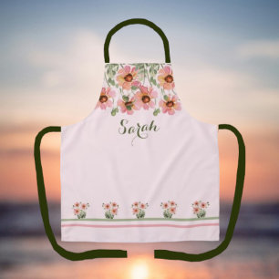 Summertime Personalized Name Pink Floral Apron