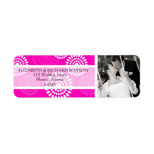 Summertime pink flower Wedding Address Label (Front)