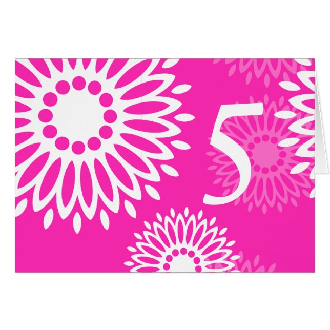Summertime pink flowers Table Number Card (Front Horizontal)