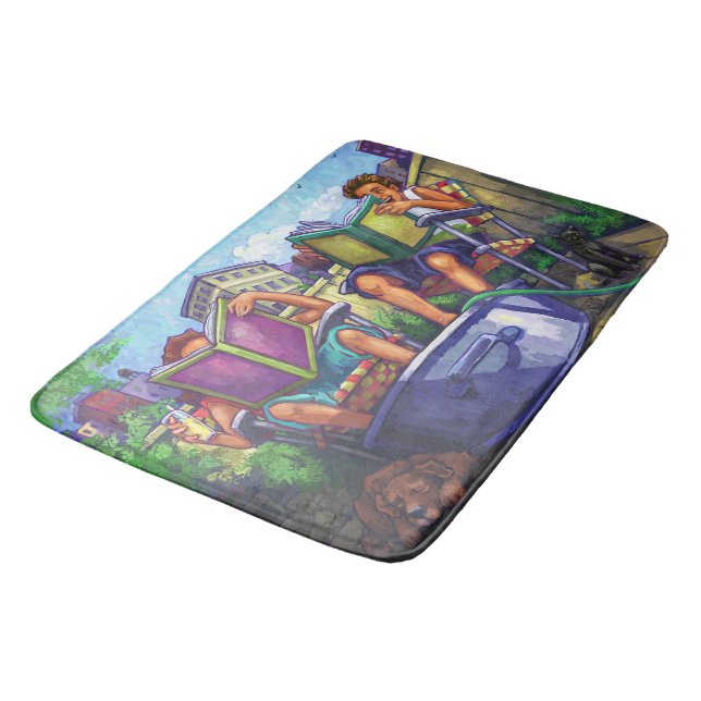 Summertime Reading Art Bathroom Mat (Angled)