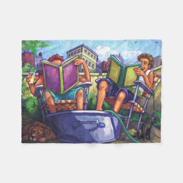 Summertime Reading Fleece Blanket (Front (Horizontal))