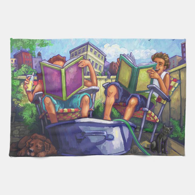 Summertime Reading Kitchen Towel (Horizontal)
