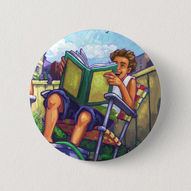 Summertime Reading Pinback Button (Front)
