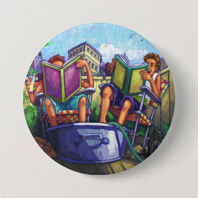Summertime Reading Pinback Button (Front)