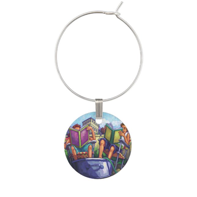 Summertime Reading Wine Charm (Front)