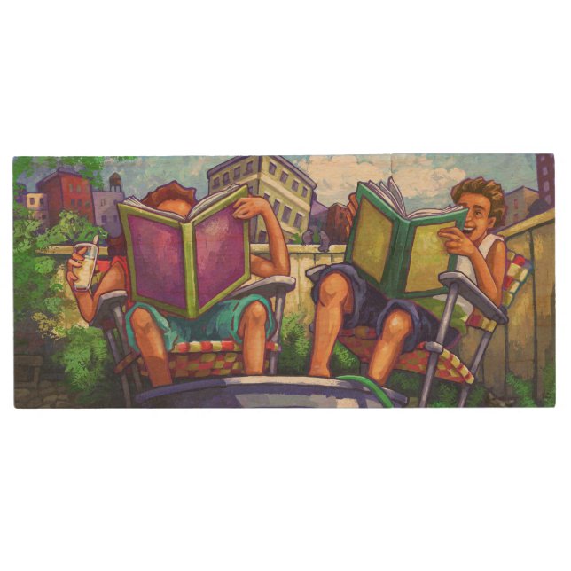 Summertime Reading Wood USB Flash Drive (Front)