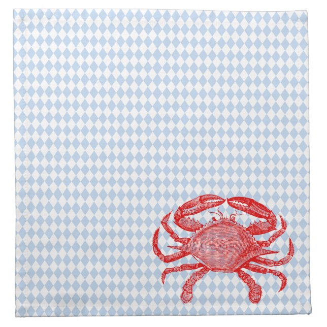 Summertime Seafood Crab Picnic Cloth Napkin (Front)