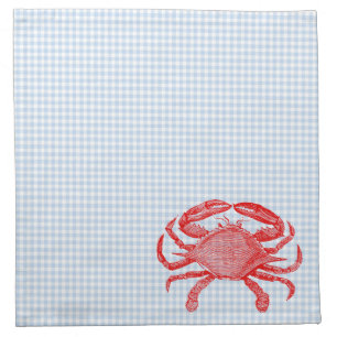 Summertime Seafood Crab Picnic Cloth Napkin