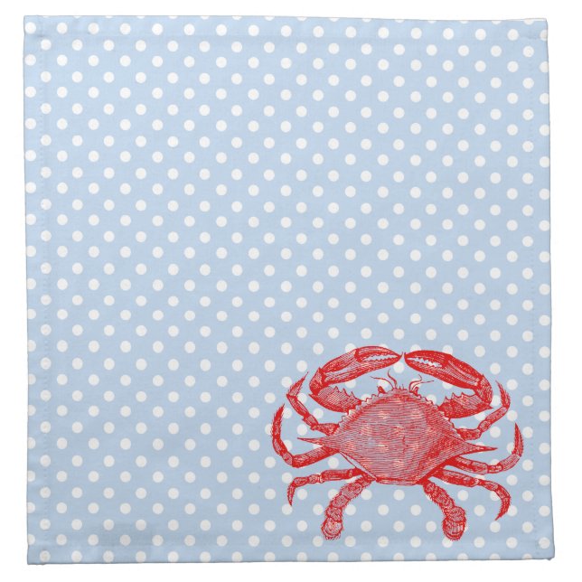 Summertime Seafood Crab Picnic Cloth Napkin (Front)
