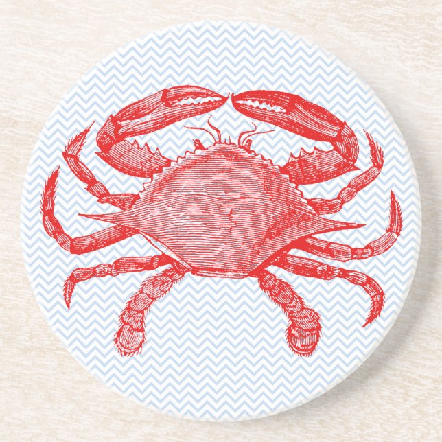 Summertime Seafood Crab Picnic Coasters (Front)