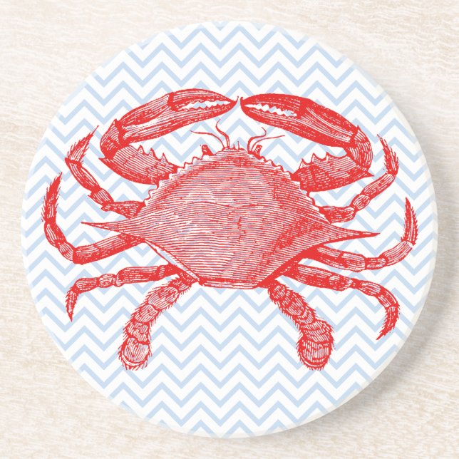 Summertime Seafood Crab Picnic Coasters (Front)