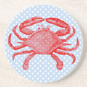 Summertime Seafood Crab Picnic Coasters