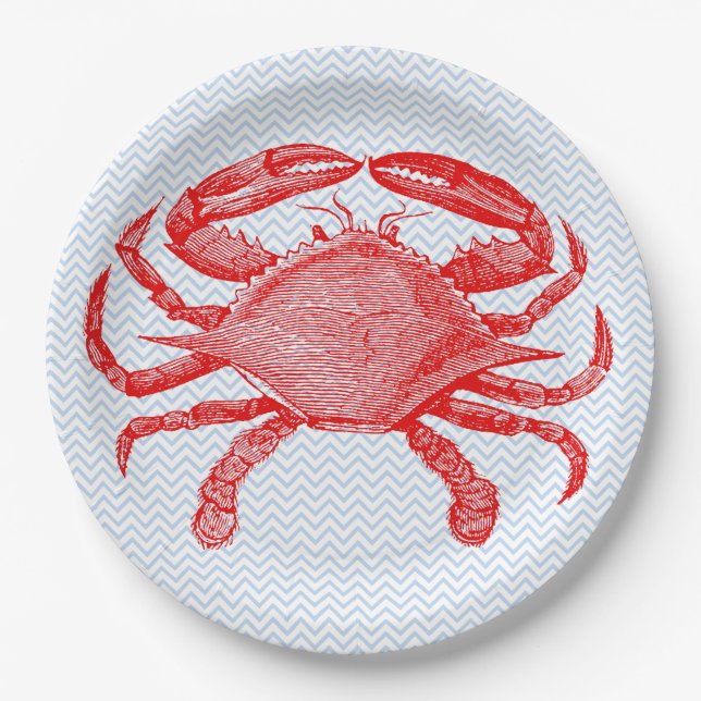 Summertime Seafood Crab Picnic Paper Plates (Front)
