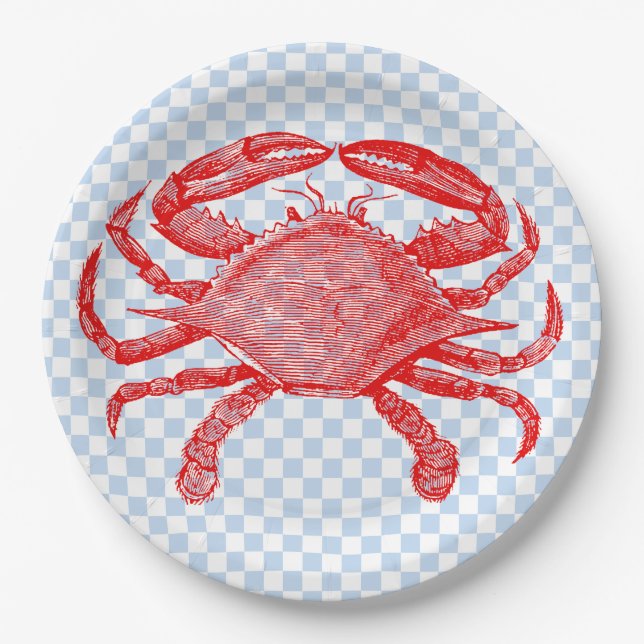 Summertime Seafood Crab Picnic Paper Plates (Front)