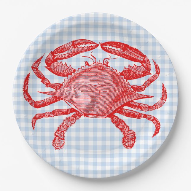 Summertime Seafood Crab Picnic Paper Plates (Front)
