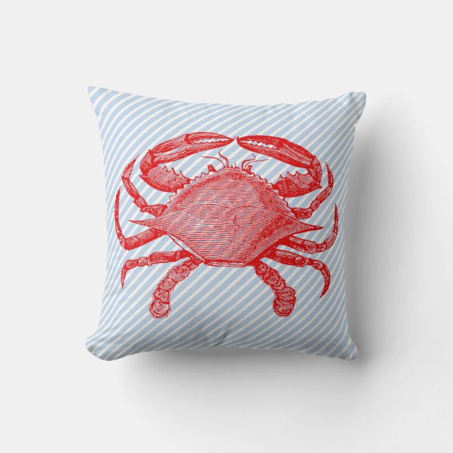 Summertime Seafood Crab Picnic Throw Pillow (Front)