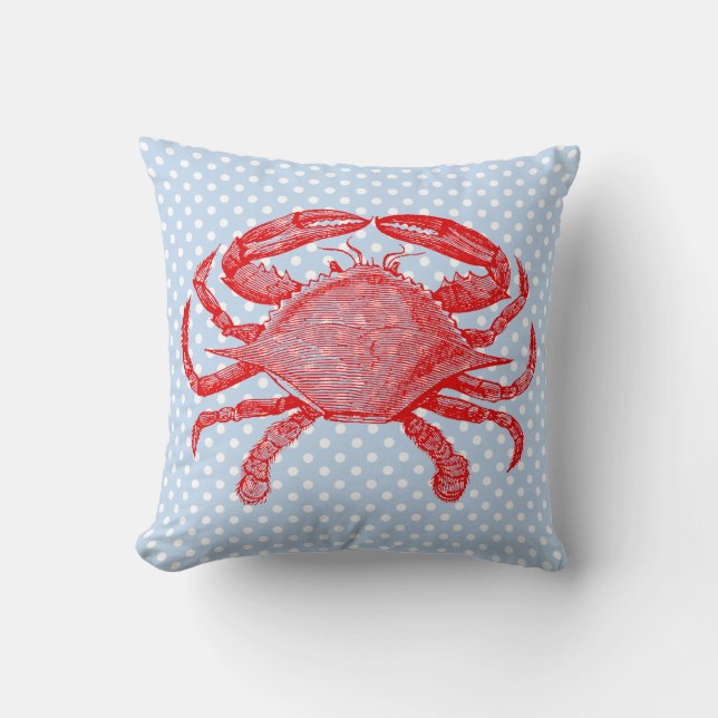 Summertime Seafood Crab Picnic Throw Pillow (Front)
