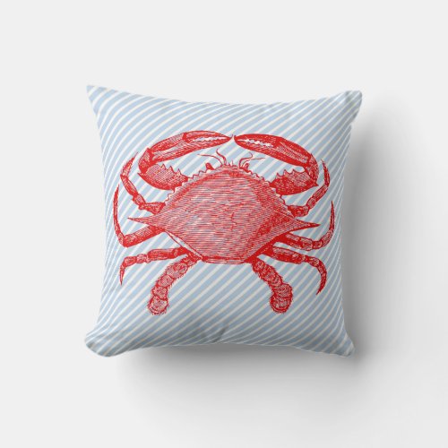 Summertime Seafood Crab Picnic Throw Pillow