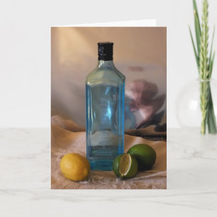 "Summertime" Still Life with Bottle and Citrus Card