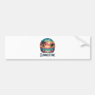 Summertime Summer Trip Beach Bumper Sticker