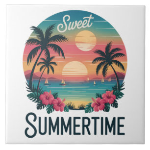 Summertime Summer Trip Beach Ceramic Tile
