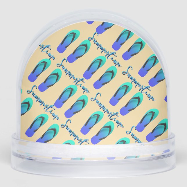 Summertime Summertime Blue Flip Flops Snow Globe (Front)