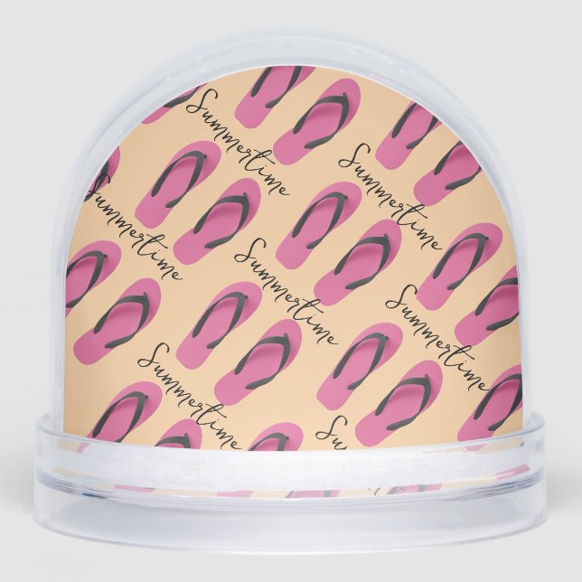 Summertime Summertime Pink Flip Flops Snow Globe (Front)