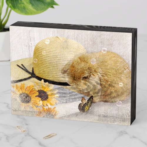 Summertime Sunflower Bunny Wooden Box Sign