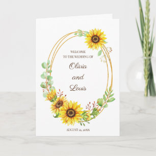 Summertime sunflowers boho wedding programme program
