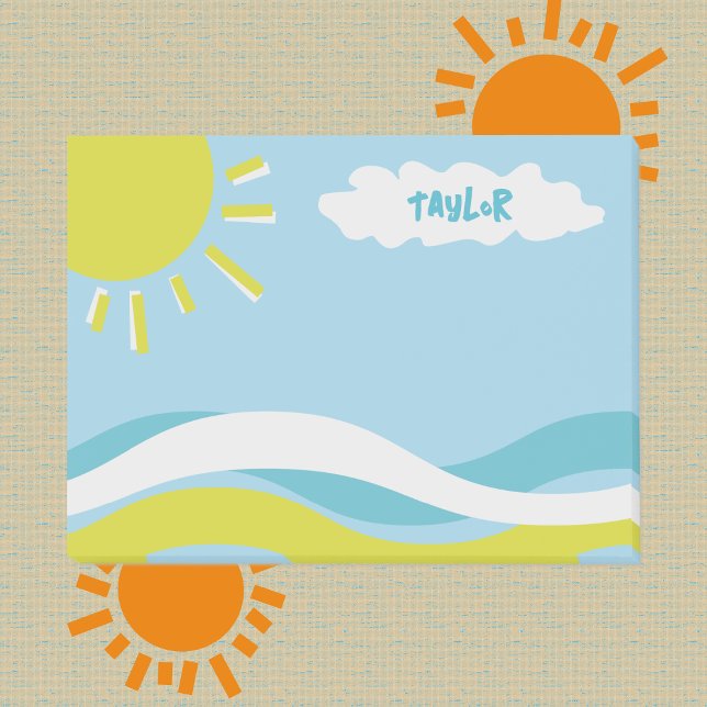 Summertime Sunshine Fun Personalized  Post-it Notes (Depiction of Front of Post-it® Notes)