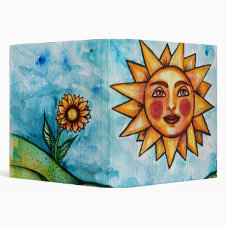 Summertime Sunshine Sun Face 3 Ring Binder