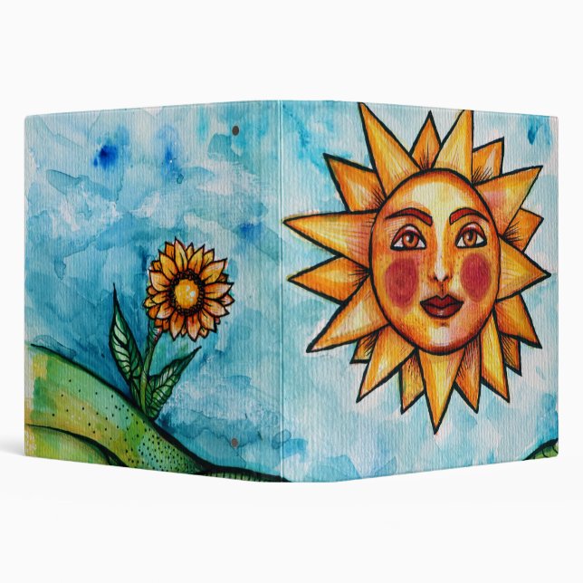 Summertime Sunshine Sun Face                       3 Ring Binder (Background)