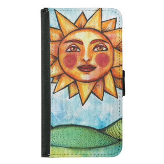 Summertime Sunshine Sun Face Samsung Galaxy S5 Wallet Case