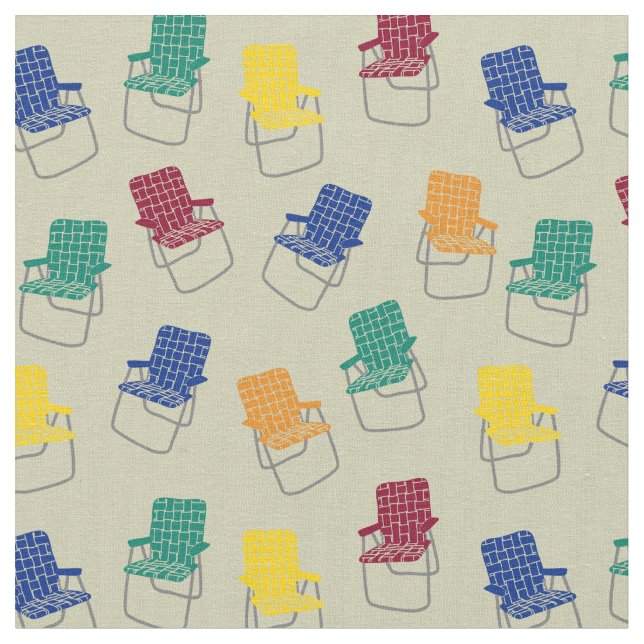 Summertime Vintage Folding Lawn Chairs Patterned Fabric (Close Up)